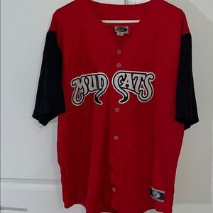 Sewn Red Black North Carolina Mudcats Baseball Team Jersey L men’s oversize